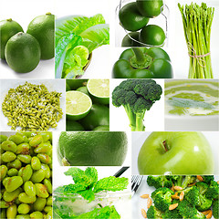 Image showing green healthy food collage collection