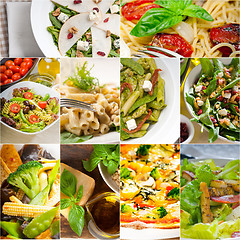 Image showing healthy and tasty Italian food collage