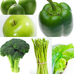 Image showing green healthy food collage collection