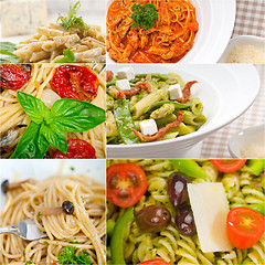 Image showing collection of different type of Italian pasta collage