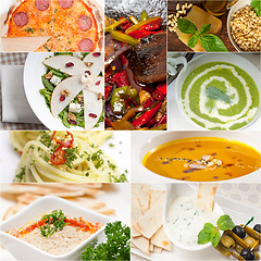 Image showing healthy and tasty Italian food collage