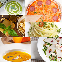 Image showing healthy and tasty Italian food collage