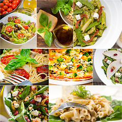 Image showing healthy and tasty Italian food collage