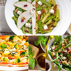 Image showing healthy and tasty Italian food collage