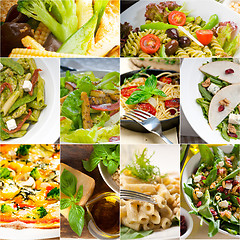 Image showing healthy and tasty Italian food collage