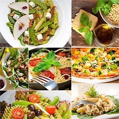 Image showing healthy and tasty Italian food collage