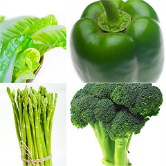 Image showing green healthy food collage collection