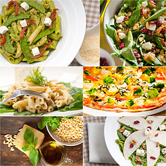 Image showing healthy and tasty Italian food collage