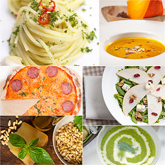 Image showing healthy and tasty Italian food collage