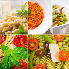 Image showing collection of different type of Italian pasta collage