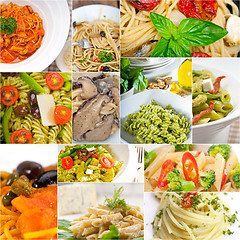 Image showing collection of different type of Italian pasta collage