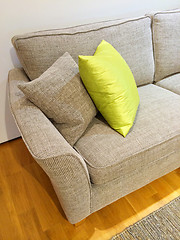 Image showing Detail of a living room with gray sofa