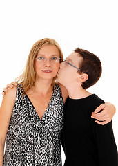 Image showing Son kissing his mother.