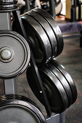 Image showing Barbell plates rack