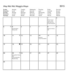 Image showing Calendar of year 2015 - May