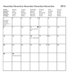 Image showing Calendar of year 2015 - November