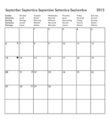 Image showing Calendar of year 2015 - September