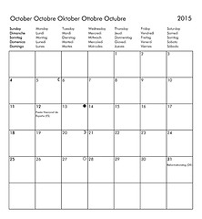 Image showing Calendar of year 2015 - October
