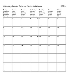 Image showing Calendar of year 2015 - February