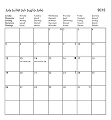 Image showing Calendar of year 2015 - July