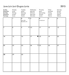 Image showing Calendar of year 2015 - June