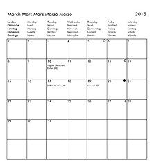 Image showing Calendar of year 2015 - March