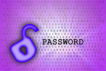 Image showing Abstract background, binary code and lock icon