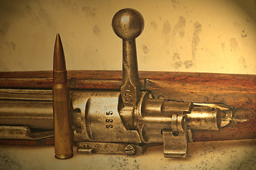 Image showing carbine with ammunition in vintage view