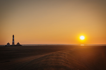 Image showing Sunset on dike of Westerhever