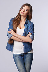 Image showing Denim style portrait of teen girl