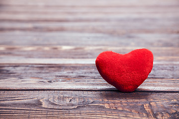 Image showing Love heart on breakage wood texture background