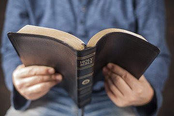 Image showing Man reading the holy bible