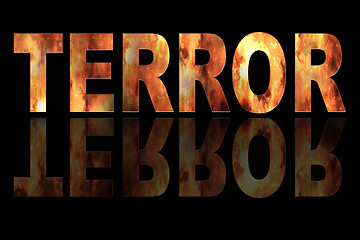 Image showing Illustration TERROR with fire on black