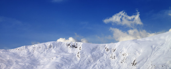 Image showing Panoramic view on off-piste slope in early morning