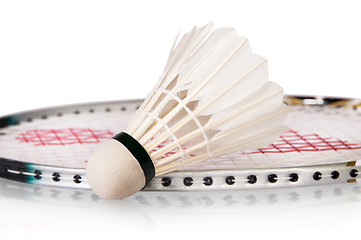 Image showing Shuttlecock Near Badminton Racket