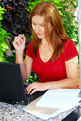 Image showing Woman working at home