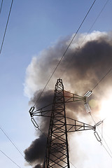 Image showing Transmission tower fire