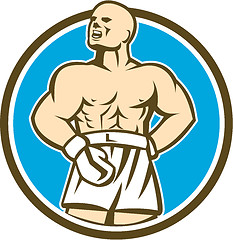 Image showing Boxer Champion Shouting Circle Retro