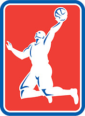 Image showing Basketball Player Rebounding Lay-Up Ball Rectangle