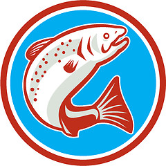 Image showing Trout Fish Jumping Circle Retro