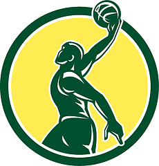 Image showing Basketball Player Dunk Ball Circle Retro
