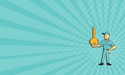 Image showing Business card Locksmith Balancing Key Palm Cartoon