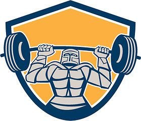 Image showing Knight Lifting Barbell Weights Shield Retro