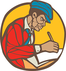 Image showing African-American Writer Journalist Woodcut Linocut