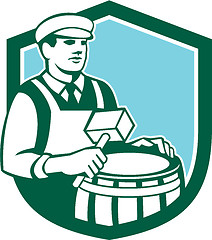 Image showing Cooper Barrel Maker Drum Retro Shield