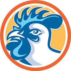 Image showing Chicken Rooster Head Side Circle Retro