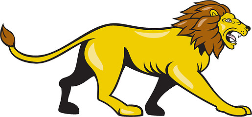 Image showing Angry Lion Walking Roar Cartoon
