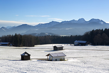 Image showing Snowy landscape in the Bavarian mountains