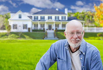 Image showing Senior Adult Man in Front of House