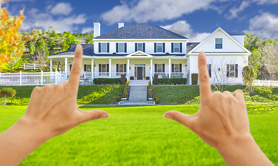 Image showing Female Hands Framing Beautiful House